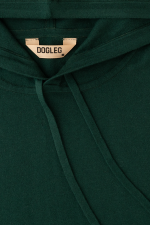 Dogleg Clubhouse Hoodie men dark green hood detail cashmere blend premium lightweight hoodie