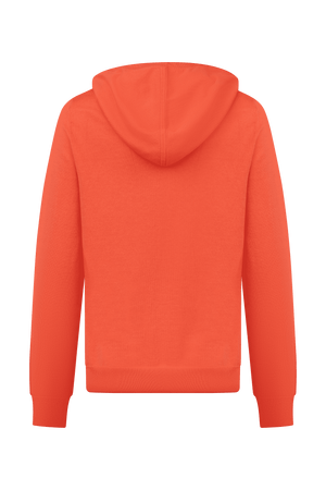 Dogleg Clubhouse Hoodie women corail back view cashmere blend lightweight premium hoodie