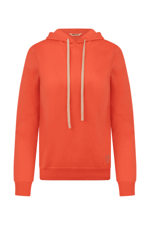 Dogleg Clubhouse Hoodie women corail front view cashmere blend lightweight premium hoodie