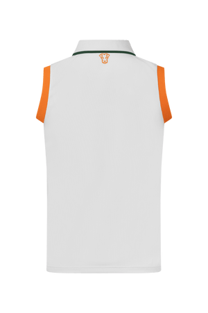 Dogleg Performance Polo women white green back view lightweight breathable golf polo