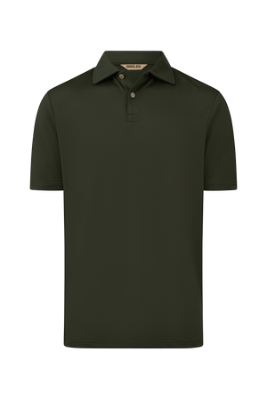 Dogleg Tailored Polo men dark green front view breathable tailored fit golf polo