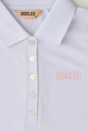 Dogleg Tour Sleeveless Polo women white pink collar detail breathable lightweight sleeveless golf polo
