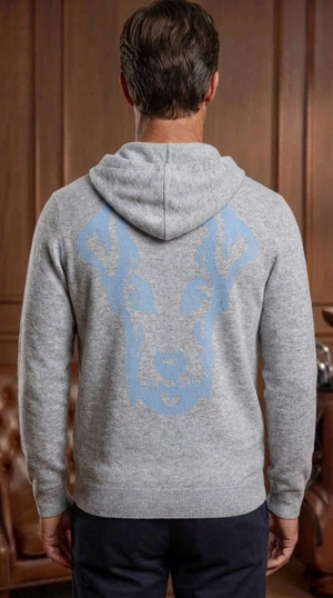 Hoodie en cachemire Dogleg Lady gris, dos — sweat à capuche cachemire, golf Suisse