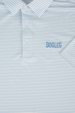 Polo de golf Dogleg bleu — stretch technique et finition soignée
