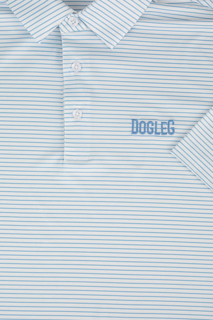 Polo de golf Dogleg bleu — stretch technique et finition soignée