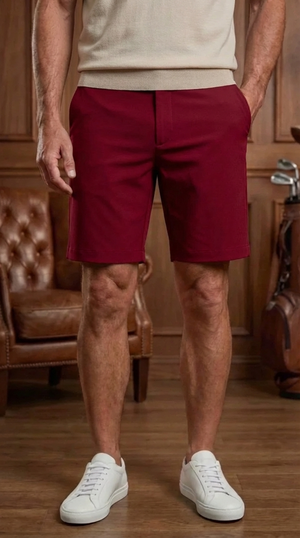 Short de golf Dogleg Stella rouge pour homme — short classique élégant, golf Suisse